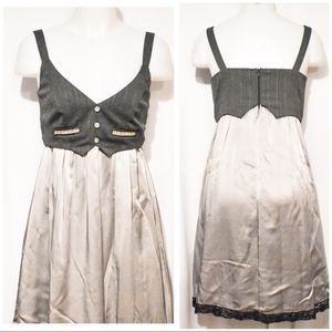 Voom Silk Retro Dress Silver Gray w Bling Sass SM